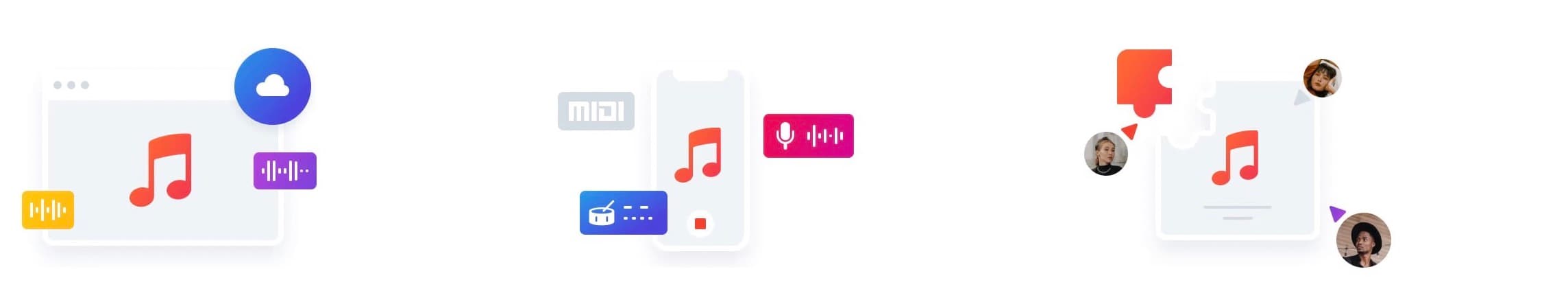 Overview of the platform's features on different devices